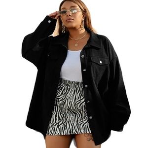 NWOT - PLUS DROP SHOULDER FLAP POCKET CORDUROY JACKET by Shein